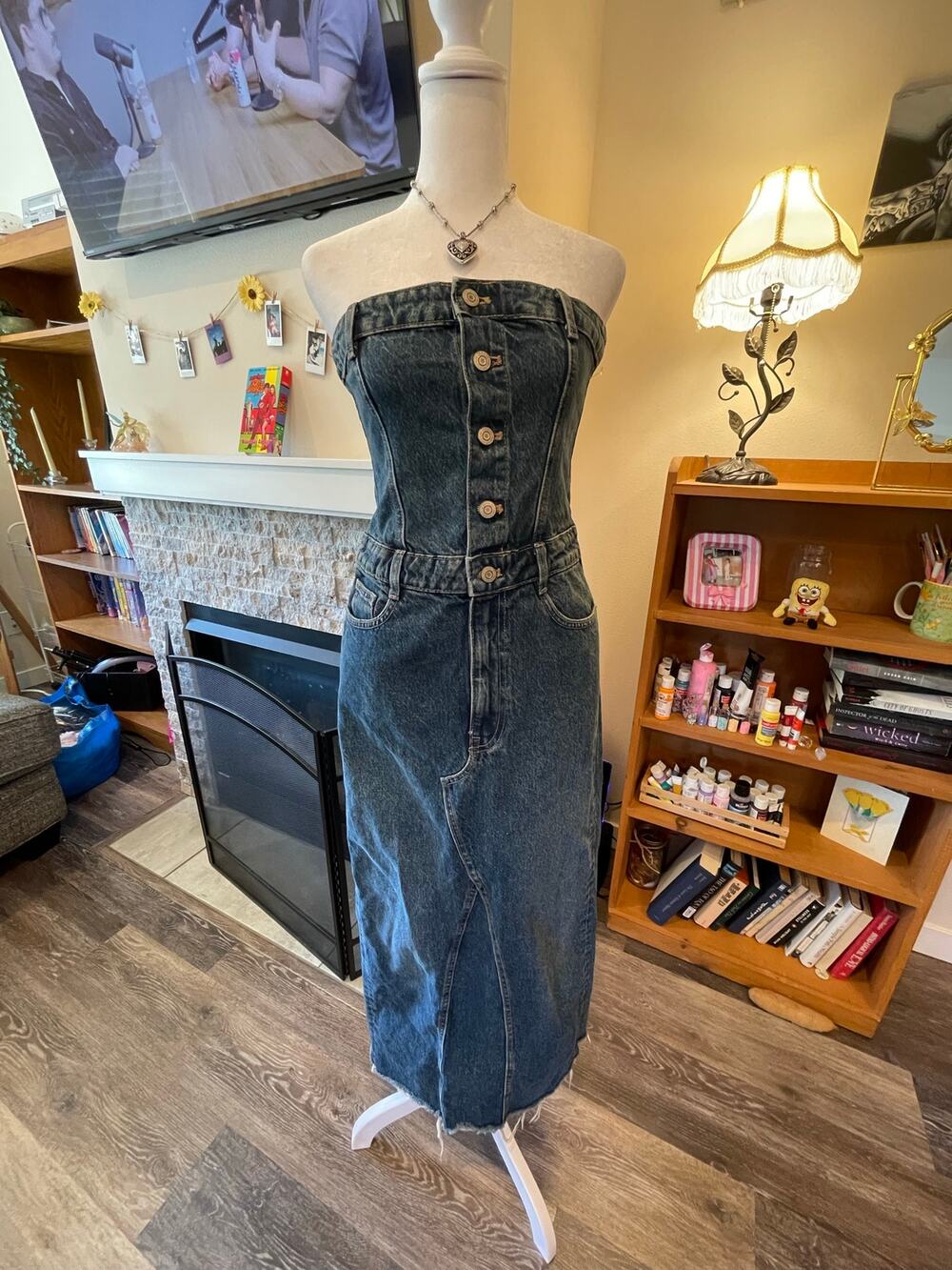 denim midi strapless zara dress
